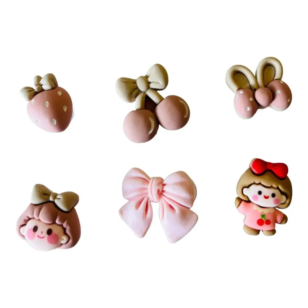 NEW Pink Cherry Resin SHOE CHARMS 12pc for Croc Shoes Zippers + Strawberry Girl